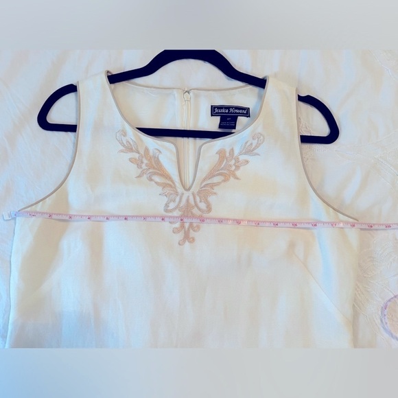 Jessica Howard Linen White Dress with Embroidery Size 8P - Picture 7 of 7